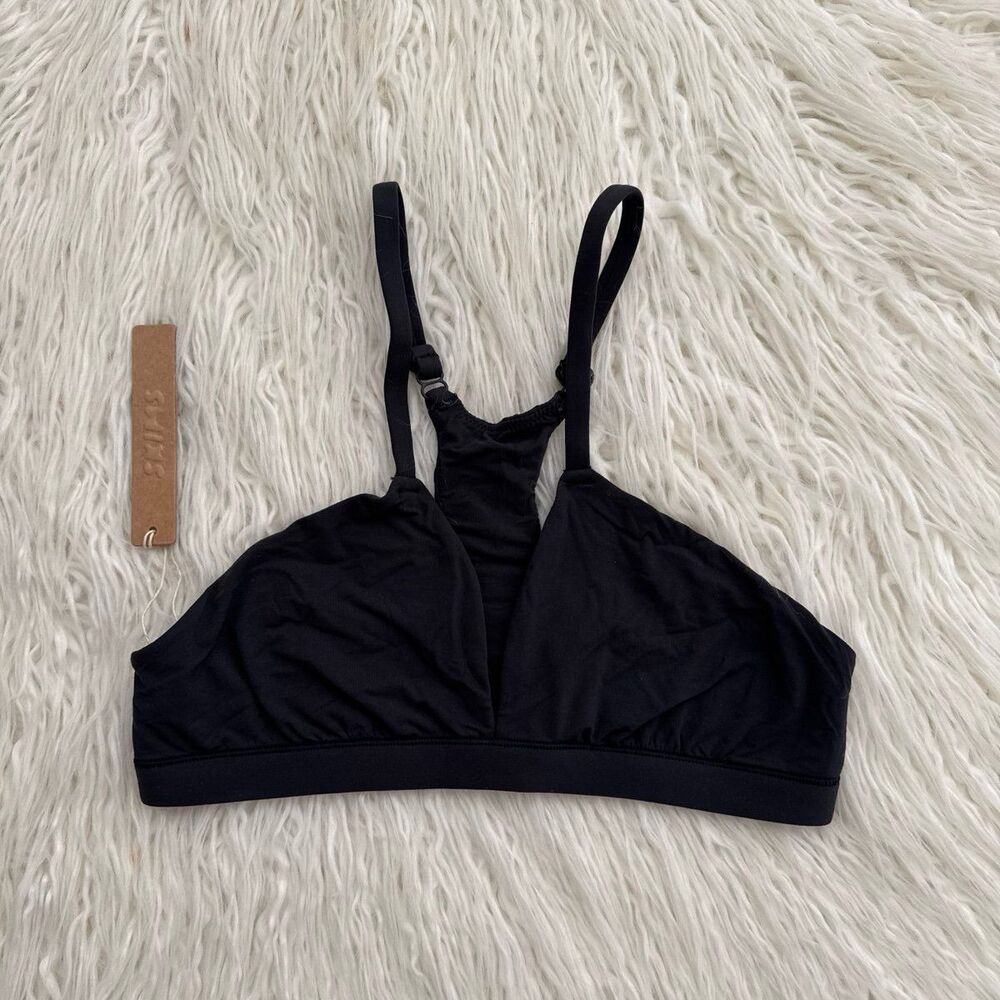 Skims Fits Everybody Racerback Plunge Bralette Onyx Size Small